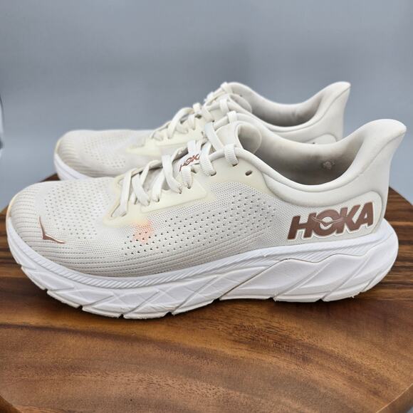 Hoka One One Arahi 7 Shoes Womens 8.5B White Rose Gold Athletic Running Sneakers - Picture 3 of 12